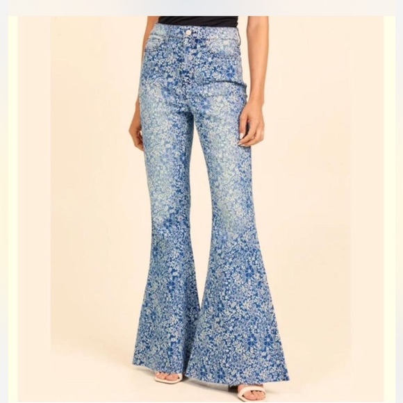 Altar'd State Denim - Altar'd State Floral Blue Flare Jeans